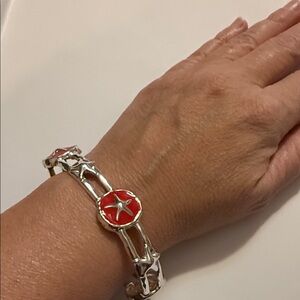 Silver and Red Starfish Bracelet